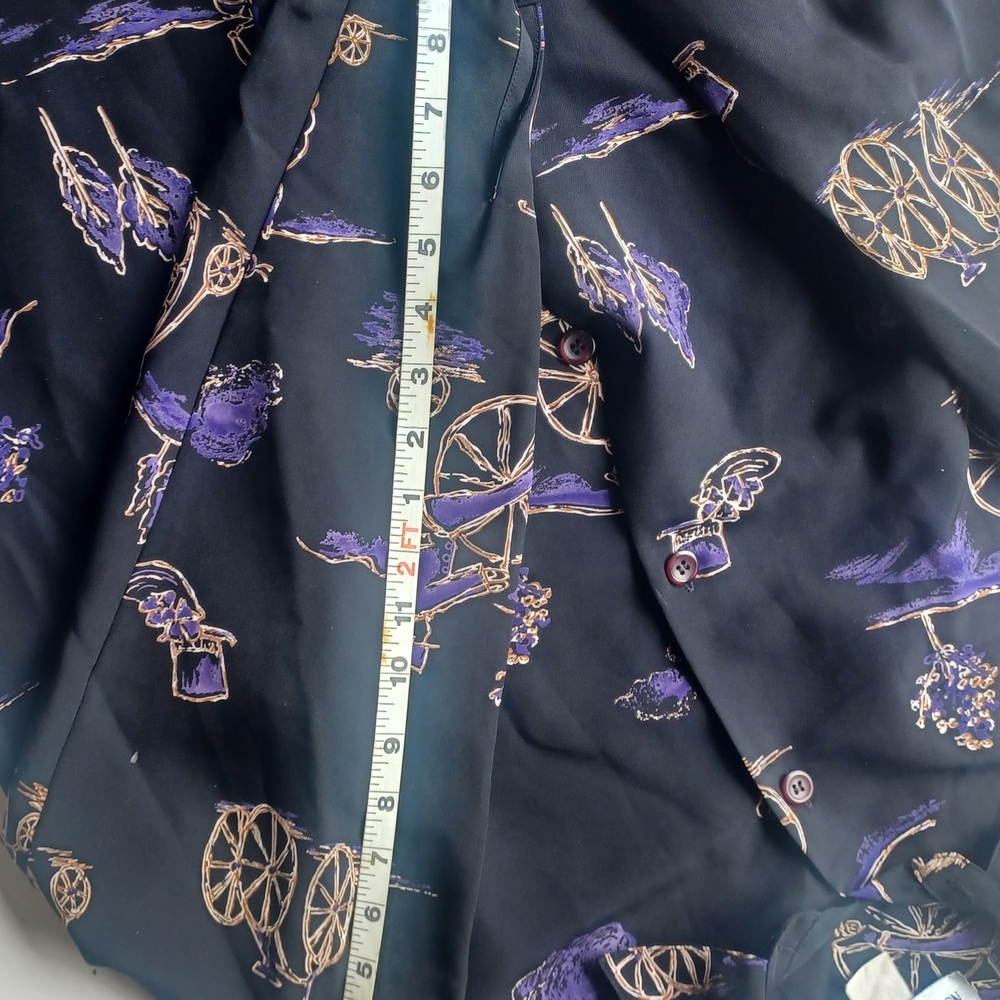 Norton McNaughton Black Shirt with Purple and Tan Print